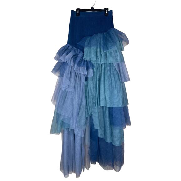 TOV Multicolor Tulle Tiered Skirt, Size 38 NWT Fairycore Whimsy Goth Slit Detail - Picture 1 of 9